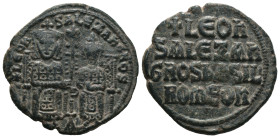 Bronze 6.40 gr 27 mm Byzantine coin

Léon VI et Alexandre, follis, Constantinople, 886-912
A/+ LEON - S ALEXANGROS