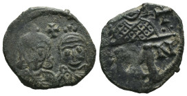 Bronze 3.00 gr 19 mm Byzantine coin

Leo IV with Constantine VI, Constantine V and Leo III. AD 775-780. Constantinople
Follis Æ