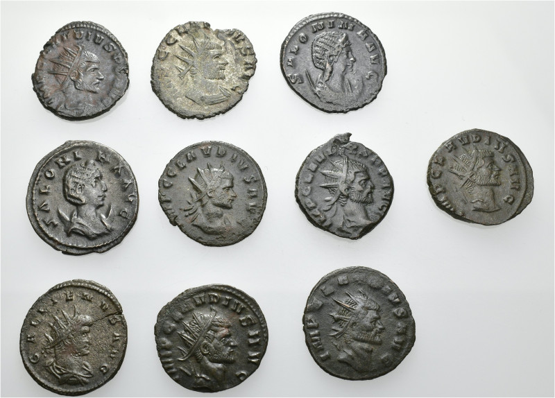 IMPERIO ROMANO. Lote de 10 antoninianos: Claudio II (7), Galieno (1) y Salonina ...