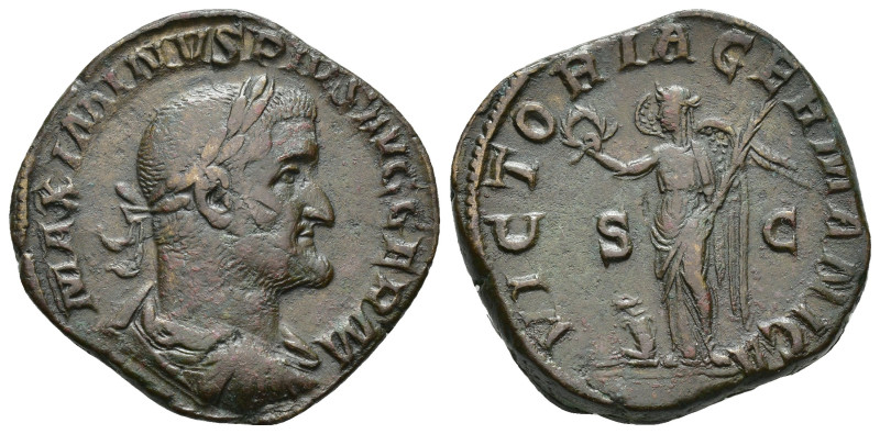 IMPERIO ROMANO. MAXIMINO I. Sestercio. Roma (238 d. C.). A/ Busto laureado y con...