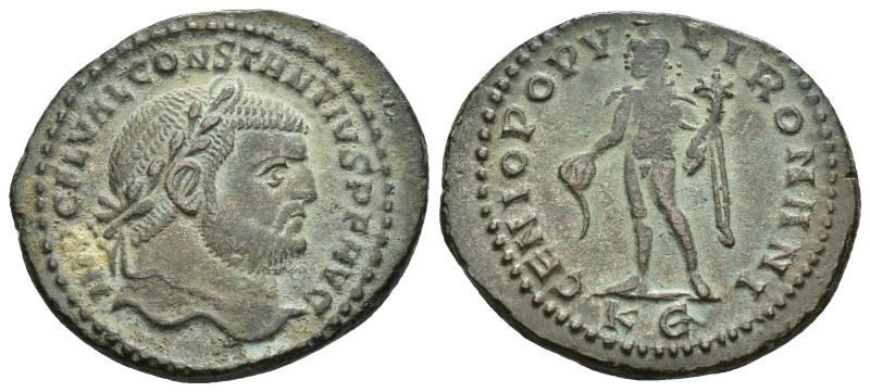 IMPERIO ROMANO. CONSTANCIO I. Follis. Cyzicus (305-6). R/ Genio a izq.; GENIO PO...