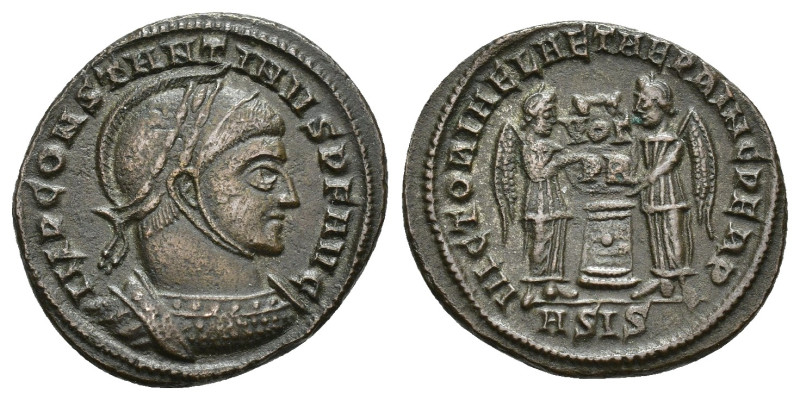 IMPERIO ROMANO. CONSTANTINO. Follis. Siscia (318-319). A/ Busto laureado, con ca...