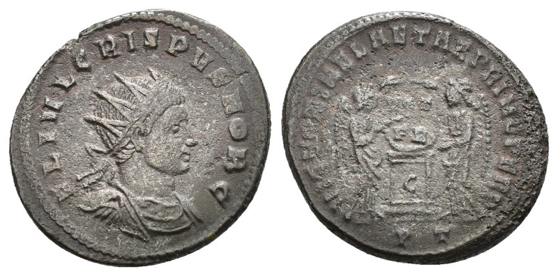 IMPERIO ROMANO. CRISPO. Follis radiado. Ticinum (319). R/ Dos victorias sostenie...