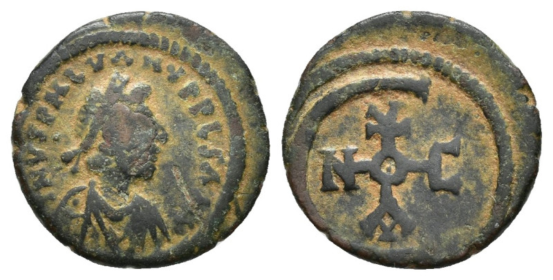 IMPERIO BIZANTINO. JUSTINIANO I. Pentanumium. Antioquía. AE 1,83 g. 15,3 mm. DOC...