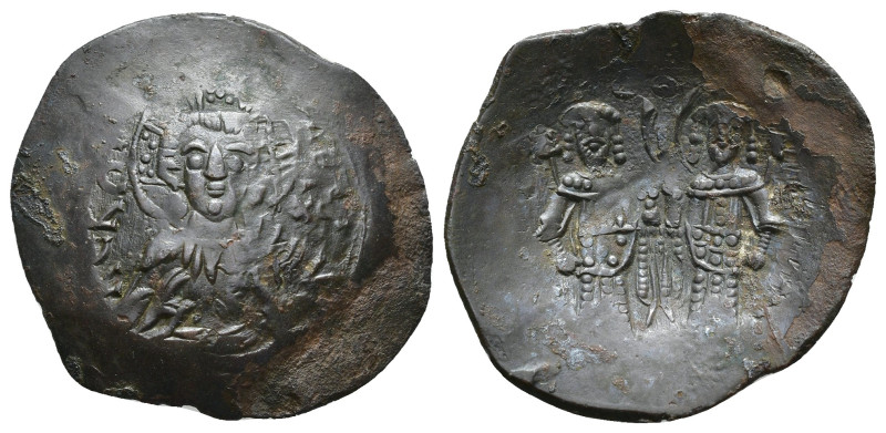 IMPERIO BIZANTINO. ALEJO III. Aspron Trachy. Constantinopla (1195-1203). A/ Cris...