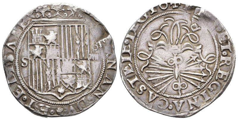 REYES CATÓLICOS. 4 reales. Sevilla (S/F.) "D cuadrada". AR 13,31 g. 34,33 mm. AC...