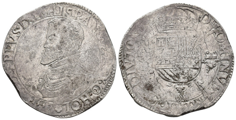 FELIPE II. Escudo. Dordrecht (1557) AR 34,37 g. 41,43 mm. DEL-40; Vanhoudt-253.D...