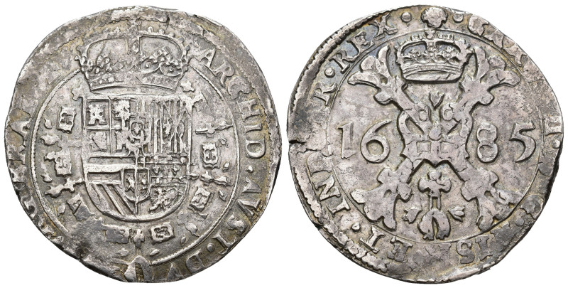 CARLOS II. Patagón. 1685. Bruselas. AR 27,8 g. 43,2 mm. DEL-343; Vanhoudt-698.BS...