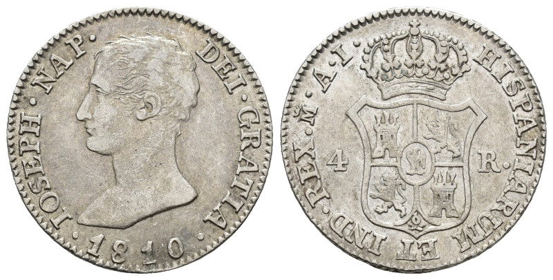 JOSÉ I BONAPARTE. 4 reales. 1810. Madrid. AI. AR 5,9 g. 26,12 mm. VI-13. MBC.