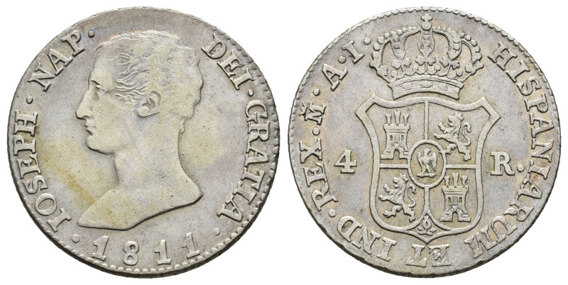 JOSÉ I BONAPARTE. 4 reales. 1811. Madrid AI. AR 5,93 g. 25,73 mm. VI-14. MBC-/MB...