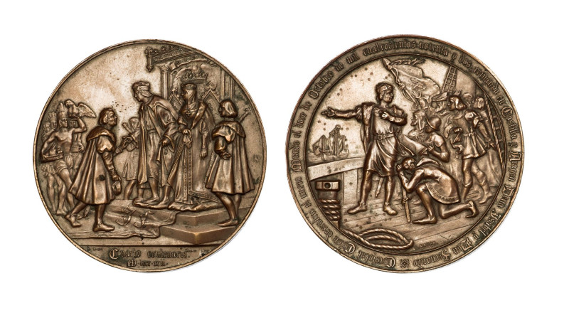 ALFONSO XIII. Medalla. IV Centenario del descubrimiento de América. Grabador: B....