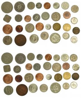 MONEDAS EXTRANJERAS. Lote de 83 monedas de distintos países: Chile (20); Costa R...