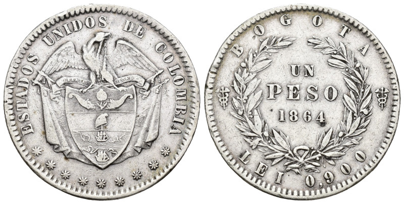 MONEDAS EXTRANJERAS. COLOMBIA. 1 peso. 1864. Bogotá. AR 25,03 g. 37 mm. KM-139.1...