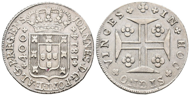 MONEDAS EXTRANJERAS. PORTUGAL. Juan VI (regente). 400 reis. 1814. AR 13,92 g. 35...