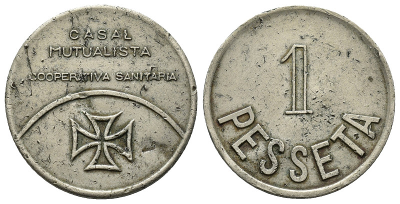 FICHAS. Guerra Civil. Casal Mutualista. Cooperativa Sanitaria. Níquel 24 mm. 4,8...