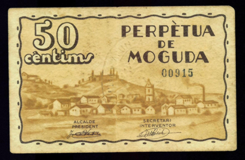 BILLETES LOCALES. GUERRA CIVIL. 50 céntimos. 1937. Ayuntamiento de Perpetua de M...