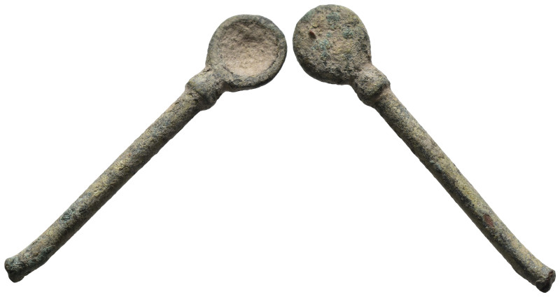 Weight 4.54 gr - Diameter 54 mm Bronze Ancient Spoon Medical Device. SOLD AS SEE...