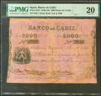 2000 Reales. 15 de Febrero de 1856. Emisión I con Hércules a la Izquierda. (Edifil 2021: 74, Pick: S275). Habituales erosiones que acompañan a los dob...