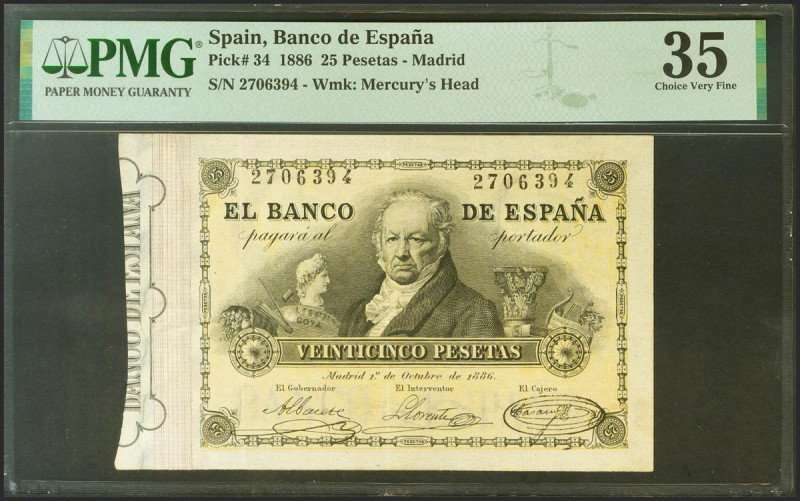 25 Pesetas. 1 de Octubre de 1886. Sin serie. (Edifil 2021: 292, Pick: 34). Muy r...