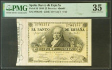 25 Pesetas. 1 de Octubre de 1886. Sin serie. (Edifil 2021: 292, Pick: 34). Muy raro, especialmente sin reparaciones y en esta calidad. MBC+. Encapsula...