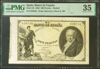 100 Pesetas. 1 de Octubre de 1886. Sin serie. (Edifil 2021: 294, Pick: 36). Muy raro, especialmente sin reparaciones y en esta calidad, pequeñitos agu...