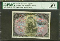 50 Pesetas. 24 de Septiembre de 1906. Serie C, última serie emitida. (Edifil 2021: 315a, Pick: 58a). EBC. Encapsulado PMG50.