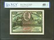 100 Pesetas. 15 de Julio de 1907. (Edifil 2021: 320, Pick: 64a). Mínimamente reparado. EBC-. Encapsulado NCV40.
