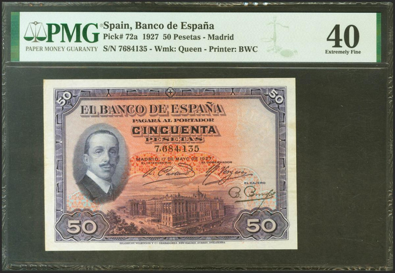 50 Pesetas. 17 de Mayo de 1927. Sin serie. (Edifil 2021: 326, Pick: 72a). EBC. E...