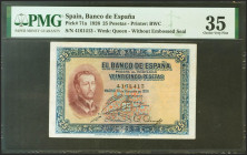 25 Pesetas. 12 de Octubre de 1926. Sin serie. (Edifil 2021: 325, Pick: 71a). MBC+. Encapsulado PMG35.