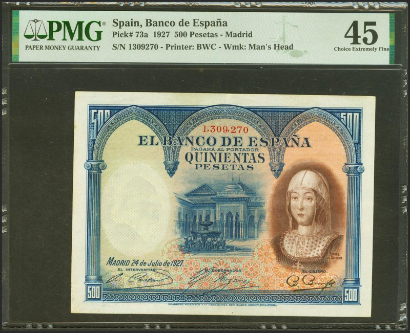 500 Pesetas. 24 de Julio de 1927. Sin serie y numeración inferior a 1602000. (Ed...