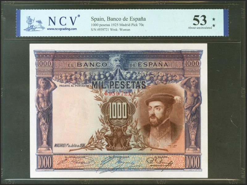 1000 Pesetas. 1 de Julio de 1925. Sin serie y numeración posterior al 3646000. (...