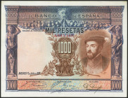 1000 Pesetas. 1 de Julio de 1925. Sin serie y numeración posterior a 3646000. (Edifil 2021: 351). Conserva gran parte del apresto original. EBC.