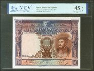 1000 Pesetas. 1 de Julio de 1925. Sin serie y numeración posterior al 3646000. (Edifil 2021: 351, Pick: 70c). Inusual en esta calidad. EBC-. Encapsula...