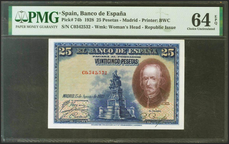 25 Pesetas. 15 de Agosto de 1928. Serie C. (Edifil 2021: 353, Pick: 74b). Aprest...