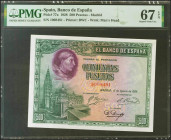 500 Pesetas. 15 de Agosto de 1928. Sin serie. (Edifil 2021: 356, Pick: 77a). Muy raro en esta excepcional calidad, apresto original. SC. Encapsulado P...