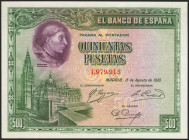500 Pesetas. 15 de Agosto de 1928. Sin serie. (Edifil 2021: 356). Conserva todo su apresto original. SC-.