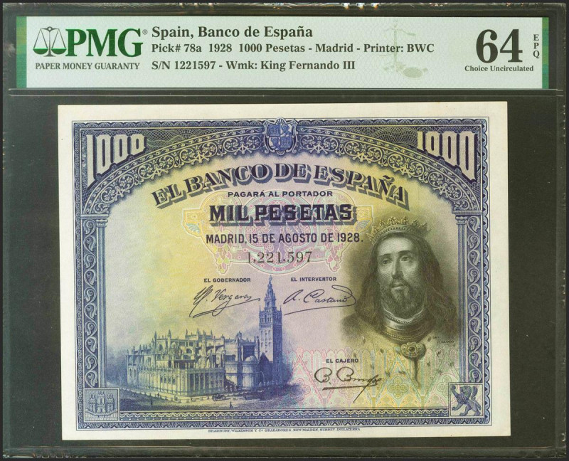 1000 Pesetas. 15 de Agosto de 1928. Sin serie. (Edifil 2021: 357, Pick: 78a). In...