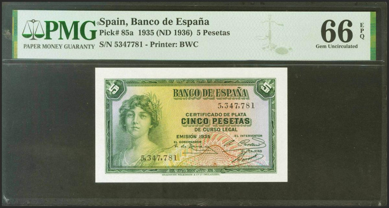 5 Pesetas. 1935. Certificado de Plata. Sin serie. (Edifil 2021: 363, Pick: 85a)....