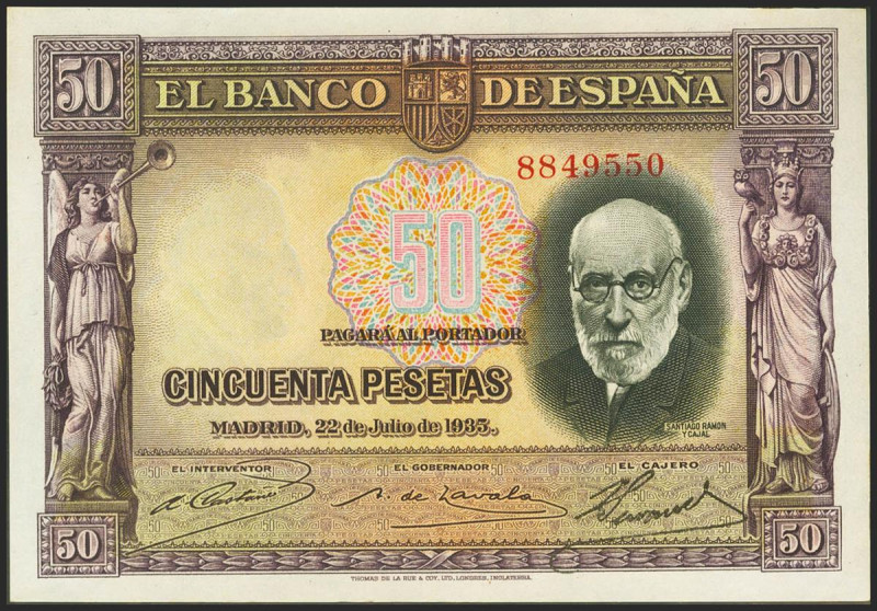 50 Pesetas. 22 de Julio de 1935. Sin serie. (Edifil 2021: 366). Apresto original...