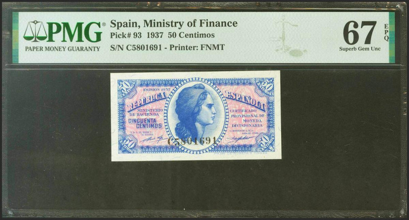 50 Céntimos. 1937. Ministerio de Hacienda. Serie C, última serie emitida. (Edifi...