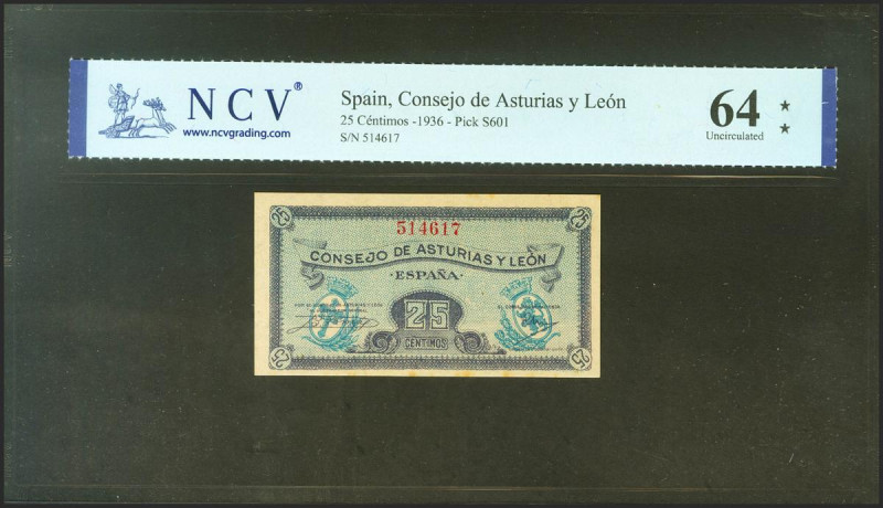 25 Céntimos. 1937. Asturias y León. Sin serie. (Edifil 2021: 394, Pick: S601). S...