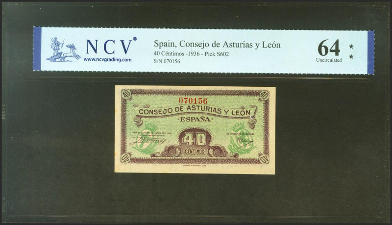 40 Céntimos. 1937. Asturias y León. Sin serie. (Edifil 2021: 395, Pick: S602). S...