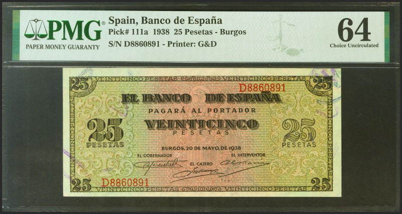 25 Pesetas. 20 de Mayo de 1938. Serie D. (Edifil 2021: 430a, Pick: 111a). Inusua...