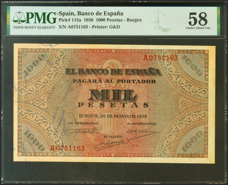 1000 Pesetas. 20 de Mayo de 1938. Serie A. (Edifil 2017: 434, Pick: 115a). Inusu...