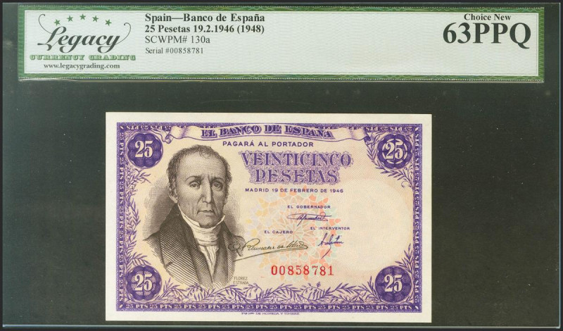 25 Pesetas. 19 de Febrero de 1946. Sin serie. (Edifil 2021: 450, Pick: 130a). In...