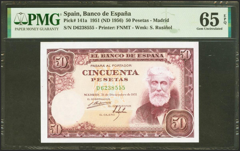 50 Pesetas. 31 de Diciembre de 1951. Serie D y a falta de la firma del cajero. (...