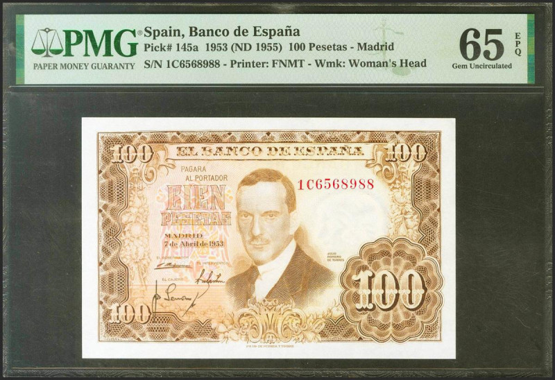 100 Pesetas. 7 de Abril de 1953. Serie 1C. (Edifil 2021: 464c, Pick: 145a). Apre...