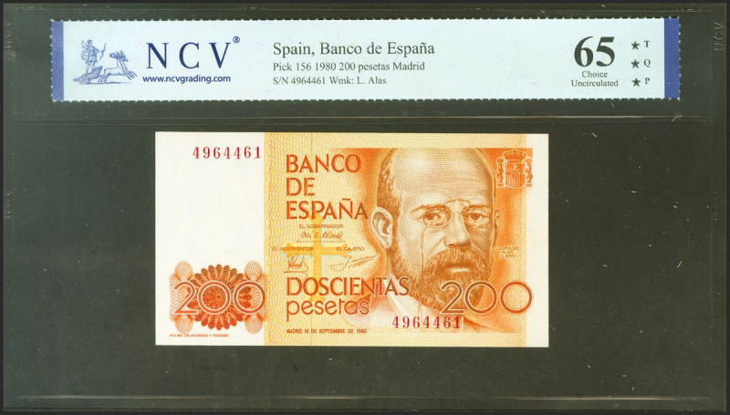 200 Pesetas. 16 de Septiembre de 1980. Sin serie. (Edifil 2021: 480). SC. Encaps...