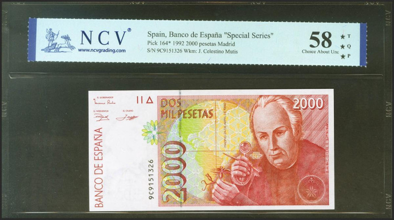 2000 Pesetas. 24 de Abril de 1992. Serie especial 9C. (Edifil 2021: 482Ab). EBC+...