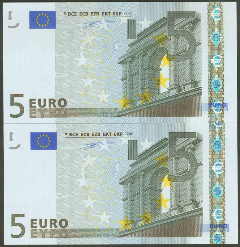 5 Euros. 1 de Enero de 2002. Pareja correlativa (cabe recordar que el último díg...